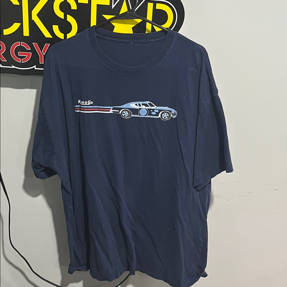 Navy Blue Graphic Tee with Car Design